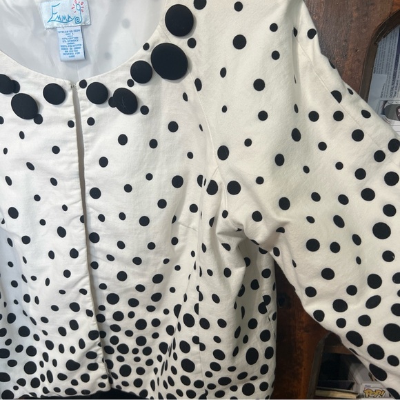 Emma G Polkadot Button Embellished Jacket Size Large - Picture 3 of 7